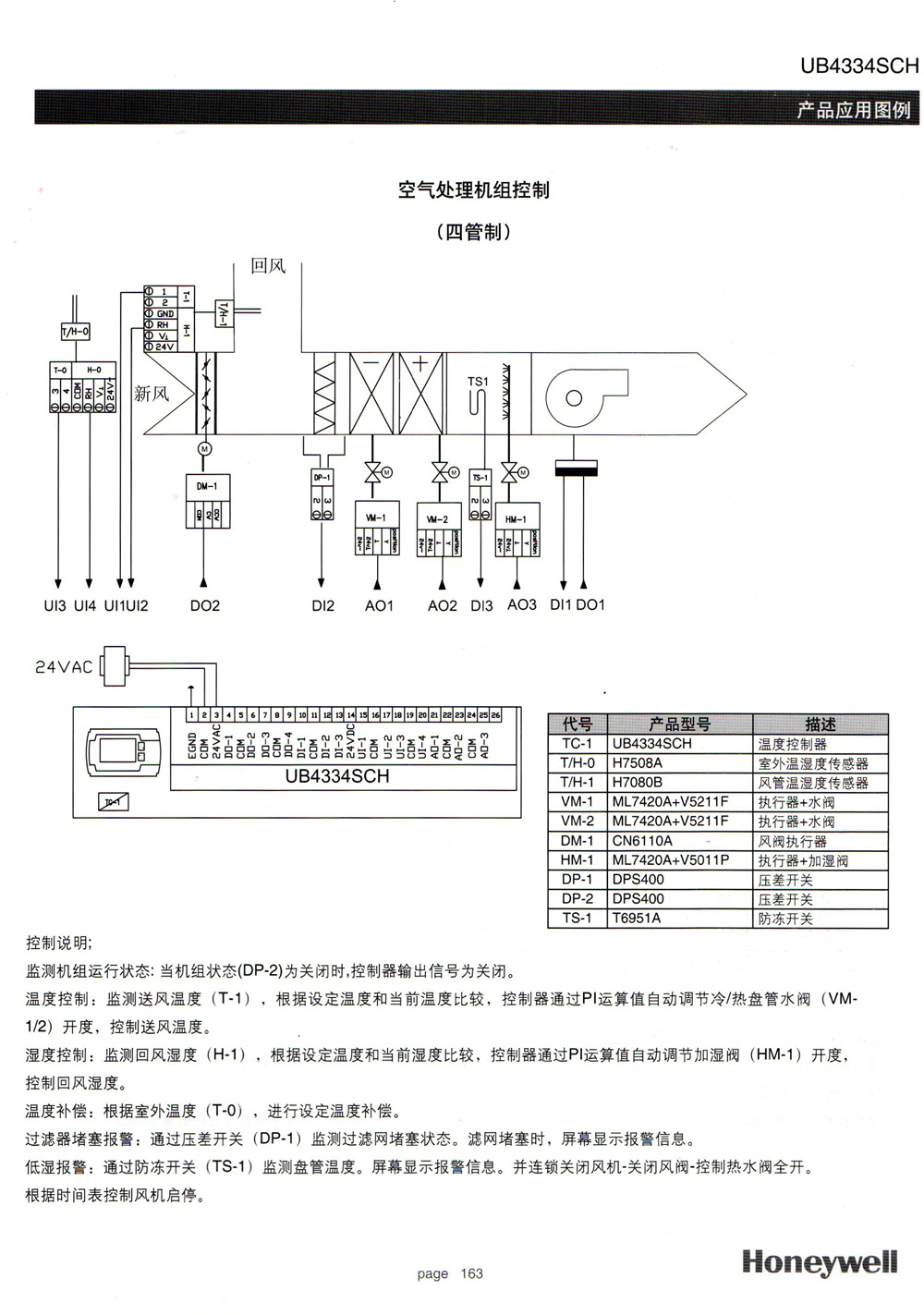 honeywell空气处理机组控制（四管制）应用图例