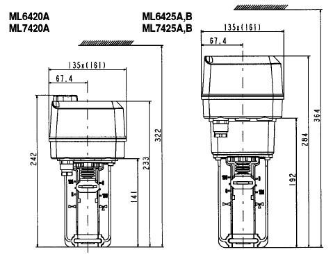 V5328A二通调节阀配执行器尺寸