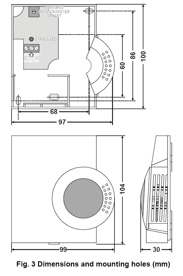 C7110A房间空气质量传感器尺寸图