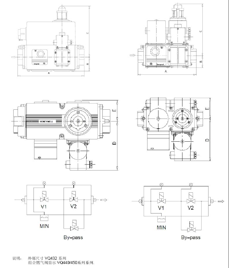 VQ400燃气组合阀尺寸图