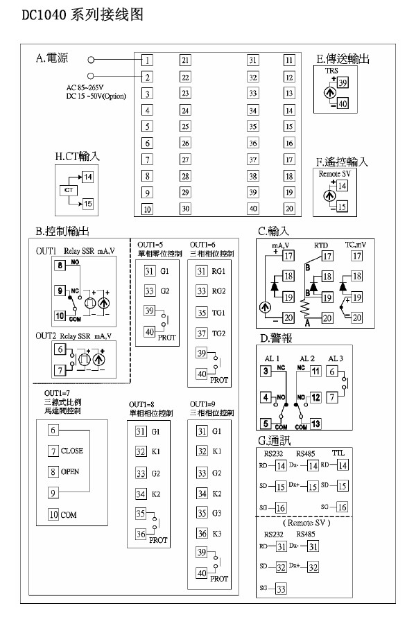 DC1040温控表接线图