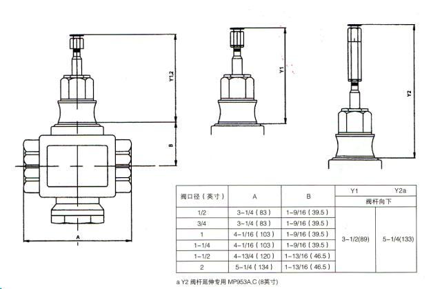 V5011P电动调节阀阀体尺寸图