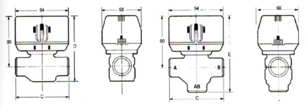 VC4013/6013风机盘管电动阀尺寸图