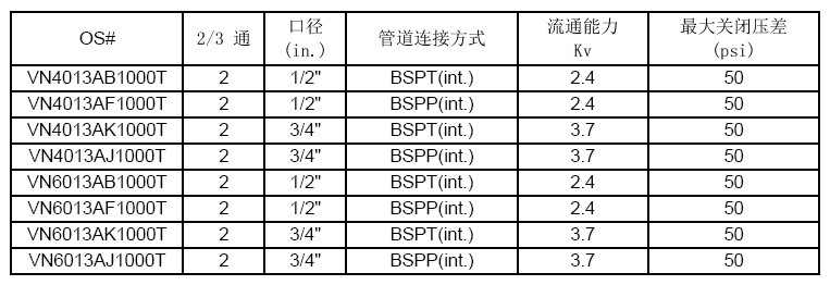 VN6013AJ1000T电动二通阀产品型号